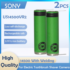 sony 14500 us14500vr2 3.7v 680mah 리튬 이온 충전식 배터리(면도기용 용접 포함) 전동 칫솔 이발기, 2개, 1개, 1개