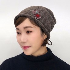 돌돌 스트랩 레이스 꽃 울 두건 여성 모자