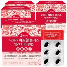유유제약 뉴트리 헤모철 플러스 엽산 비타민D 60캡슐x4박스/임산부 수유부 철분제 헴철 비타민C 아연, 4박스