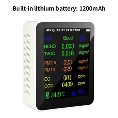 거리측정기 9인 1 디지털 온도 습도 측정기 PM2.5 PM10 HCHO TVOC CO CO2 공기질 모니터 용 LCD 이산화탄, [01] White 1200mAh, 04 White 1200mAh_01 CHINA