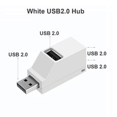 USB 3.0 허브 어댑터 2.0 확장기 고속 데이터 전송 카드 리더 커넥터 PC 노트 북 호환 맥북 용 3 포트, [02] White-USB 2.0, 1개