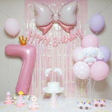 연지마켓 시나모롤 산리오 생일풍선 파티세트, 핑크풀세트(핑크숫자 7)