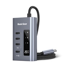  베이직기어 C타입 10Gbps 4포트 PD 충전 USB허브, 스페이스 그레이 