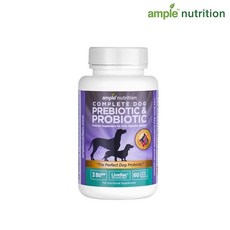 미국 Ample Nutrition 반려견 유산균 Complete Dog Prebiotic & Probiotic Supplement 60정, 1개 - 아미나바스트