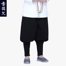 아직 멀다 까치 겨울 기모 융 면함 다리 밴드 스님 바지 승 보온 면바지 융바지 출가함 중 융털바지