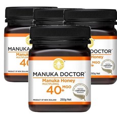 뉴질랜드 마누카 닥터 Manuka Doctor Manuka Honey 잡화 마누카꿀 40+ MGO, 250g, 4개