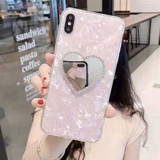 tscom iPhone xr LOVE 스톤 하트 큐빅 거울 케이스 휴대폰 BAR형