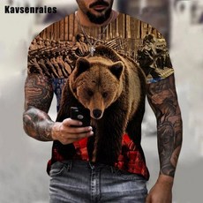 남녀공용 러시아 국기 곰 티셔츠 캐주얼 반팔 하라주쿠 스트리트웨어 오버사이즈 상의 여름 패션