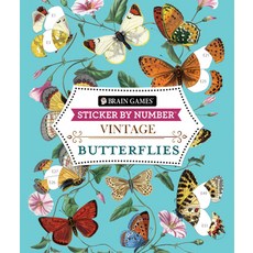 (영문도서) Brain Games - Sticker by Number - Vintage: Butterflies Paperback, Publications International,..., English, 9781639384778