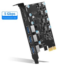 USB 3.2 Gen1 C PCIE 카드 허브 3.0 PCI 익스프레스 보드 PCI-E 어댑터 멀티플라이어 USB3 3.1 컨트롤러 라이저 5Gbps, 한개옵션0