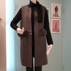 꼼빠니아 NC중앙로 폭스털 모직 롱 조끼