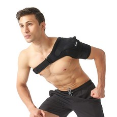 Aovenis 어깨보호대 헬스 인대 압박 고정 양쪽어깨 보호 아대 밴드, 블랙, 1개