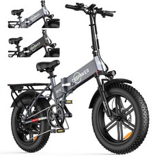  2023년 DEEPOWER 전기 자전거 48V 1000W 20AH PAS MTB 산악전기자전거 시마노 7단 변속 55KM/H 20인치 팻바이크 -관세 포함, 회색 