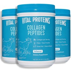 Vital Proteins 바이탈 프로틴 콜라겐 펩타이드 무향 680g 3병, 3개