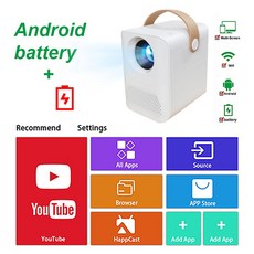 미니 빔프로젝터 가정용 풀 안드로이드 와이파이 스마트 폰용 휴대용 비도 비머 극장, CHINA_android battery | EU 플러그