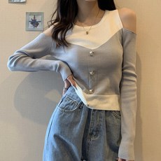 H23589 여성 펀칭 어깨트임 니트 스웨터