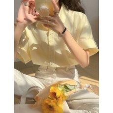 여름 데일리 러블리 루즈핏 반소매 하프 기본 셔츠