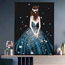 DIY 보석십자수 드레스 소녀 다이아몬드, 큐빅 풀커버 [50X70cm]