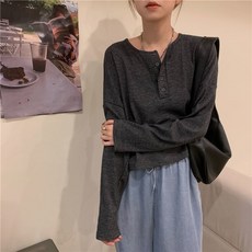 유아이홈 가을 여성의류 와이드 루즈핏 INS 유행 보이핏 볼륨 상의, 타바스그레이 프리미엄 원단 ，작업 섬