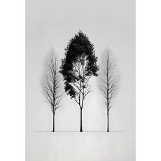 풍경 추상 페인팅 홈 미니멀리스트 포스터 예술 산악나무 데코 까마귀 벽 거실 프린트 캔버스 흑백, 20X30cm Unframed, 2, 1개
