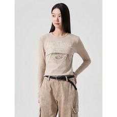 브랜드정품 에잇세컨즈 8SECONDS 레이어드 그래픽 긴소매 티셔츠 베이지 (164241EY1A) 164241EY1A 167151