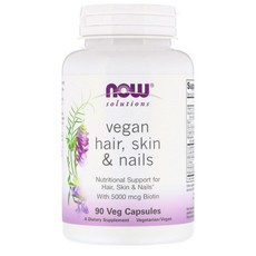 나우푸드 솔루션 비건 헤어 스킨 네일 식물성캡슐 90정 Now Foods Solutions Vegan Hair Skin Nails, 1팩
