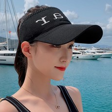 여성 와이드앵글 모자 봄 가을 여름 캐주얼 그늘 골프 야구 테니스 썬캡 넓은챙 소풍, 검정