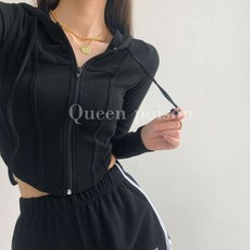 여성용 유럽 아메리칸 후드 지퍼 카디건 레트로 슬림 스포츠 코트 짧은 크롭 긴팔 상의 봄
