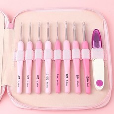 네일룸 DIY 핑크 코바늘 8종+쪽가위 세트 파우치포함, 1세트