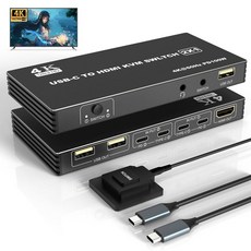 호환 USB C KVM 스위치 데스크탑 컨트롤러 포함 2 PC 공유 키보드 마우스 모니터용 in 1 out 4K Type-C HDMI 2x1, [01] Black