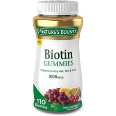 자연의 바운티 바이 바이오틴 비타민 보충제 건강한 머리카락 피부 손톱 과일 향미 1000mcg 110 카운트: 헬스 &amp; 퍼, 1