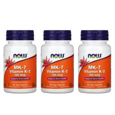 나우푸드 MK-7 비타민 K-2 100mcg 식물성 캡슐 60정, 3팩, 60개