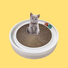 원형스크래쳐 대형 화이트 장난감 캣닢 포함 45cm, 스크래쳐, 1개