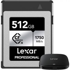 Lexar LCXEXSL512GRNG CFexpress B타입 실버시리즈 메모리카드 512GB 번들 B타입SD USB 3.2 Gen 2 카드 리더
