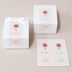 포장 스티커 라벨 - 직사각 컬러혼합 카네이션 1장 2매입 5장, 1개