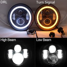 7 인치 LED 헤드라이트 황색 후광 방향 지시등 + 2 개 4.5 인치 반사등 LED 안개등 헤드라이트 후광등 통과, 1개