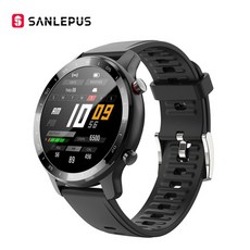 스마트 워치 Sanlepus 2021 새로운 시계 블루투스 통화 남성 여성 방수 방수 시계 안드로이드 삼성 iOS 용, 검정, 중국