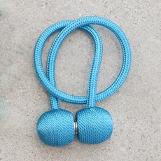하루네 커텐 끈 마그네틱 자석 장식 걸이 커튼정리 집게 후사고리 (1+1) 46cm, 블루  (1+1), 1세트