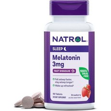 Natrol Melatonin 3mg Strawberry Flavored 90 Fast-Dissolve Tablets, 90 Count (Pack of 1)