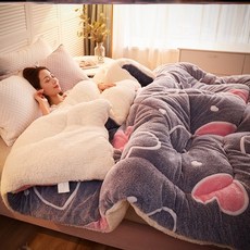 극세사스프레드 두꺼운 양털이불 겨울이불 더블 기모 보온 10싱글 학생기숙사 이불 캐시미어 ., C02-마음이서로통함 [ 양면 기모 따뜻함 ]