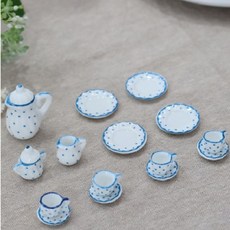 N파&W4 블루 도트 도자기 ⊙ 미니어처17P _1FC8C
