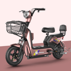 BRICKROOM 3세대 전기 스쿠터 자토바이 전동 출퇴근 자전거 2인용 팻바이크 오토바이, 12A 리튬배터리 80km, 핑크