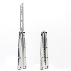 연습용 발리송 무장 상어 Krake Raken (Kraken) V3 Balisong Clone 7075 알루미늄 채널 핸들 프레스 핏 Zen, 06 Silver T