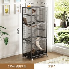 3층 A 600 키우기 캣타워 친칠라 케이지 펫케이지 78x51x170 블랙 F 사육장, 1개
