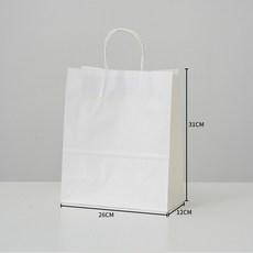 50장 고급 화이트 종이가방 크라프트 튼튼한 쇼핑백 무지 선물 미니 종이쇼핑백 인쇄 제작 어젠다, 고급 화이트 대 (26x12x31)