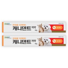 동국제약 캐니덴트 반려동물 치약 <닭고기향> 강아지 고양이 치석관리 입냄새 양치질, 2개, 60g