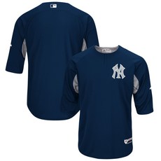 [세일] 마제스틱 뉴욕 양키스 어센틱 컬렉션 온필드 7부 배팅저지 네이비 그레이/ Majestic NY Yankees Authentic On-Field 3/4 Jersey Gray