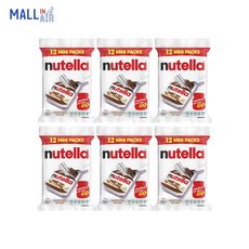 호주 누텔라 Nutella 헤이즐넛 초코 잼 스프레드 미니팩 15g 12개입 휴대용 6개 묶음, 180g