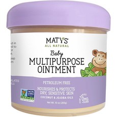 [미국]Maty's 기저귀 발진 크래들 캡 건성 피부 갈라진 입술 등을 위한 모든 천연 다목적 아기 연고 코코넛 및 호호바 오일로 제조, 283g, 1개