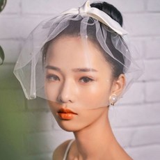 라이톰 루시 웨딩 리본 숏베일 헤어장식 2개